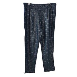 Free People Womens Metallic Sparkle Linen Blend Pull On Pants, Blue,Size M